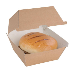 Small Compostable Hamburger Boxes 112mm - Pack of 150 Kraft Fiesta