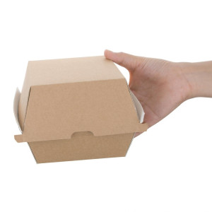 Small Compostable Hamburger Boxes 112mm - Pack of 150 Kraft Fiesta