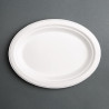 Compostable oval plates made of bagasse 198 mm - Pack of 50, professional quality