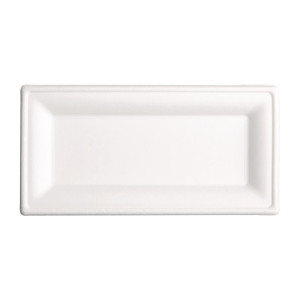 Assiettes Rectangulaires Compostables Bagasse 258mm