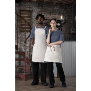 Apron Bib Cotton Gray Southside - Professional Kitchen