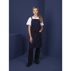 Navy blue cotton bib apron for kitchen professionals - Quality and style guaranteed