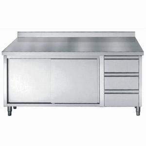 Nerezový spodný nábytok s chráničom GN 1/1 - 2 dvere a 3 zásuvky - L 2000 x P 700 mm - CombiSteel