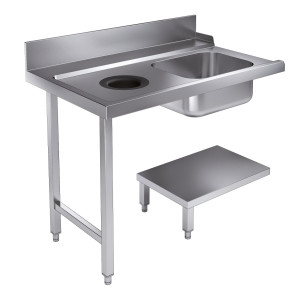 Nabíjacia tabuľka s odpadovým otvorom vľavo - L 1200 x P 750 mm - CombiSteel