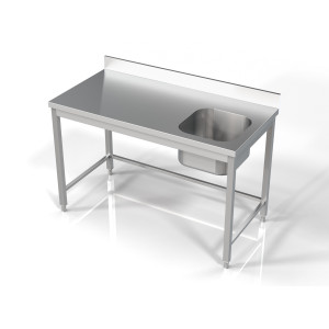 Plonge 1 Bac na Pravú stranu s Opierkou - L 1400 x P 700 mm - CombiSteel