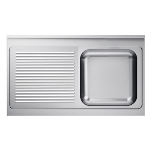 Drez 1 misa a odkvapkávač vľavo s chrbtom - L 1200 x P 600 mm - CombiSteel