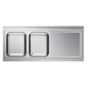 Drez 2 Vane a Odkvapkávač vpravo s Chrbátom - L 2000 x P 600 mm - CombiSteel