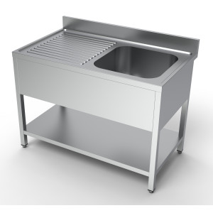 Ponorný 1 Drez a Odkvapkávač na Ľavej strane s Chrbátom a Poličkou - Š 1200 x H 700 mm - CombiSteel