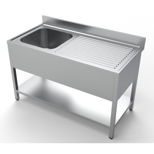 Ponorný 1 Drez a Odkvapkávač vpravo s Chrbátom a Poličkou - L 1400 x P 700 mm - CombiSteel