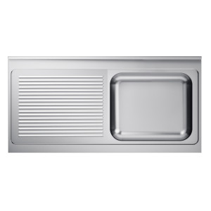 Drez 1 Miska a Odkvapkávač vľavo s Chrbátom - L 1400 x P 700 mm - CombiSteel