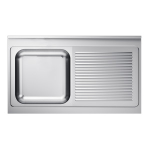 Drez 1 Miska a Odkvapkávač vpravo s Chrbátom - L 1200 x P 700 mm - CombiSteel