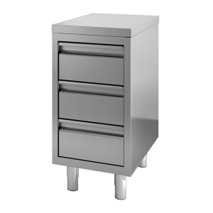 Nerezový nábytok s 3 zásuvkami - Š 400 x H 700 mm - CombiSteel
