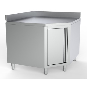 Nerezový nábytok dolný rohový s chrbtom - Š 1000 x H 600 mm