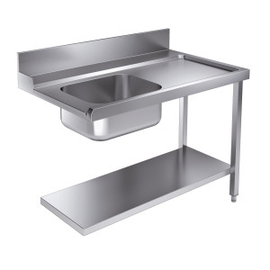 Table de Chargement avec Etagère et Dosseret - Droite - L 1200 x P 750 mm - CombiSteel
