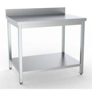 Stôl Inox s opierkou a policou - D 2000 x Š 600 mm - CombiSteel