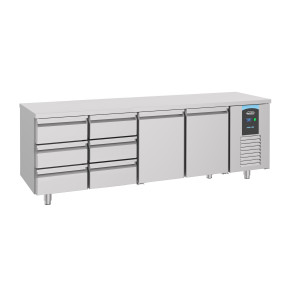 Pozitívny chladiaci stôl GN 1/1 s 2 dverami a 6 zásuvkami - 632 L - CombiSteel