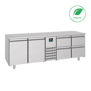 Pozitívny chladiaci stôl GN 1/1 s 2 dverami a 4 zásuvkami - 632 L - CombiSteel