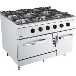 Cuisinière à Gaz - Base 900 - 6 Brûleurs et Four à Gaz - CombiSteel