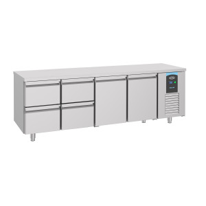 Pozitívny chladiaci stôl s 2 dverami a 4 zásuvkami - 632 L - CombiSteel