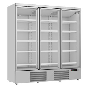 Positive Refrigerated Display in Stainless Steel - 3 Glass Doors - 1530 L - CombiSteel