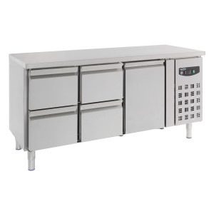 Table Réfrigérée Positive GN 1/1 à 1 Porte et 4 Tiroirs - 417 L - CombiSteel