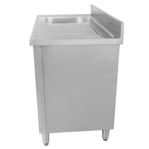 Meuble Plonge 1 Bac avec Dosseret - 1200 x 600 mm - Bac à Gauche - Dynasteel