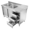Meuble Plonge 2 Bacs s Doskou - 1400 x 600 mm - Drez naľavo - Dynasteel