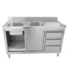 Meuble Plonge 2 Bacs s Doskou - 1400 x 600 mm - Drez naľavo - Dynasteel