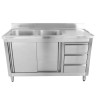 Meuble Plonge 2 Bacs s Doskou - 1400 x 600 mm - Drez naľavo - Dynasteel
