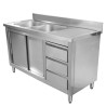 Meuble Plonge 2 Bacs s Doskou - 1400 x 600 mm - Drez naľavo - Dynasteel