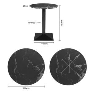 Round Table Black Stone Effect - ⌀ 60 cm - Bolero