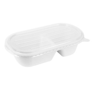 PET Lid for Oval Bagasse Tray - Pack of 100 - Fiesta