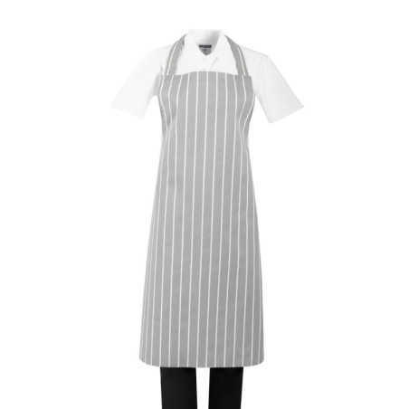 Pruhovaná šedá a biela zástera Bavette - Whites Chefs Clothing