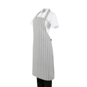 Pruhovaná šedá a biela zástera Bavette - Whites Chefs Clothing