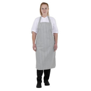 Pruhovaná šedá a biela zástera Bavette - Whites Chefs Clothing