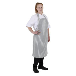 Pruhovaná šedá a biela zástera Bavette - Whites Chefs Clothing