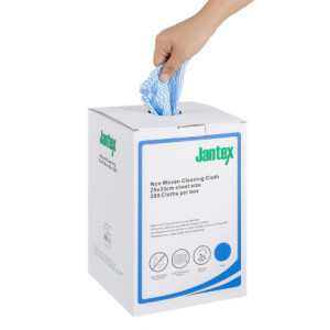 Compostable Blue Cleaning Cloths - 200 Sheets - Jantex