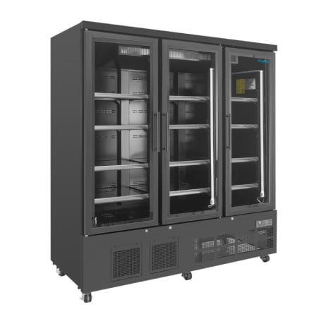 3-Door Refrigerated Display Case - 1156 L - Positive Black - Polar