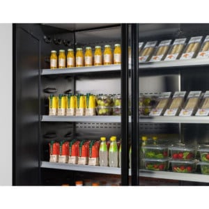 Black Cervinho Open-Front Refrigerated Display Case with Sliding Doors - 1200 mm - Zoin