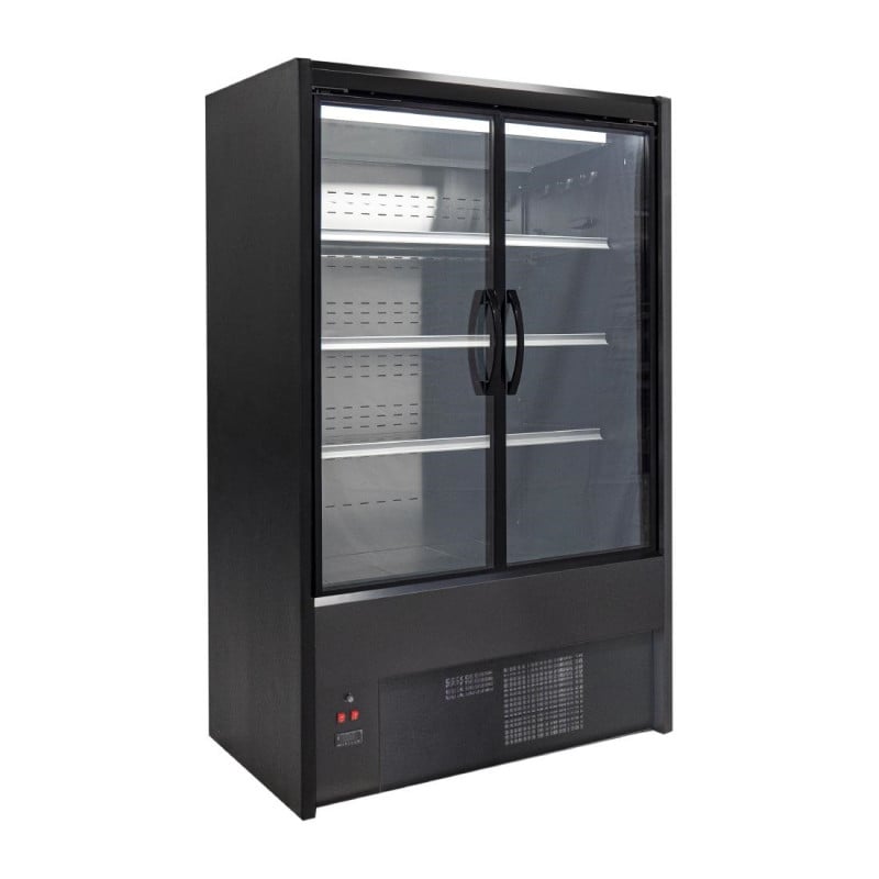 Black Cervinho Open-Front Refrigerated Display Case with Swing Doors - 1000 mm - Zoin