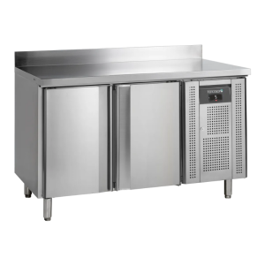 Table Réfrigérée en Inox avec Dosseret - 2 Portes - GN 1/1 - TEFCOLD