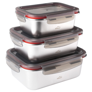 Boîte Inox avec Couvercle PP Ecoinox 800 ml - Lot de 3
