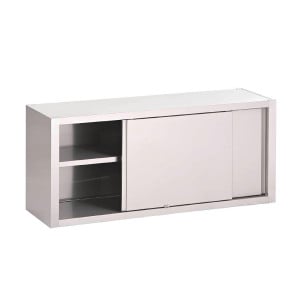 Stainless Steel Wall Cabinet with Sliding Doors - L 1400 x D 400 mm - Gastro M
