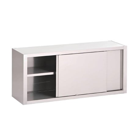 Stainless Steel Wall Cabinet with Sliding Doors - L 1400 x D 400 mm - Gastro M