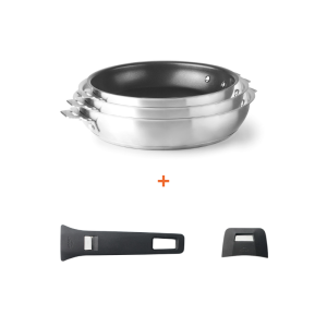 Súprava 5 kusov - Nepriľnavé panvice s odnímateľnou rukoväťou a držadlom - Lacor