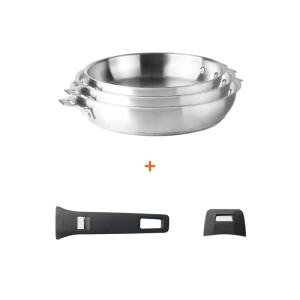 Set of 5 Pieces - Frying Pans with Handle and Removable Handle - Lacor