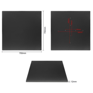 Čierny matný štvorcový stolový plát - 700 mm