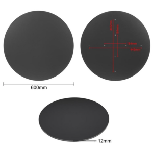 Matná čierna okrúhla doska stola - 600 mm