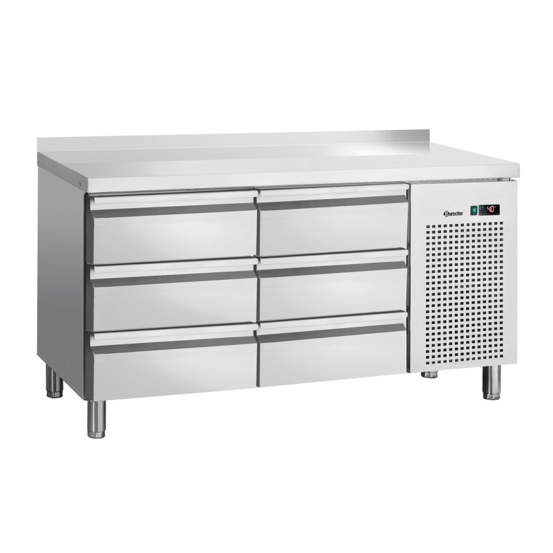 Positive Refrigerated Table 6 Drawers GN 1/1 with Backsplash Positive Refrigerated Table 6 Drawers GN 1/1 with Backsplash