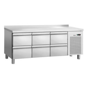 Pozitívny chladiaci stôl 6 zásuviek GN 1/1 s chrbtom